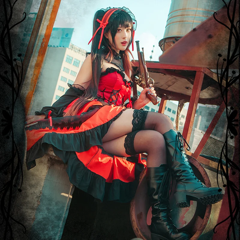 Anime Datum Een Live Tokisaki Kurumi Cosplay Kostuum Vrouwen Fancy Goths Lolita Jurk Halloween Carnaval Uniformen Custom Made