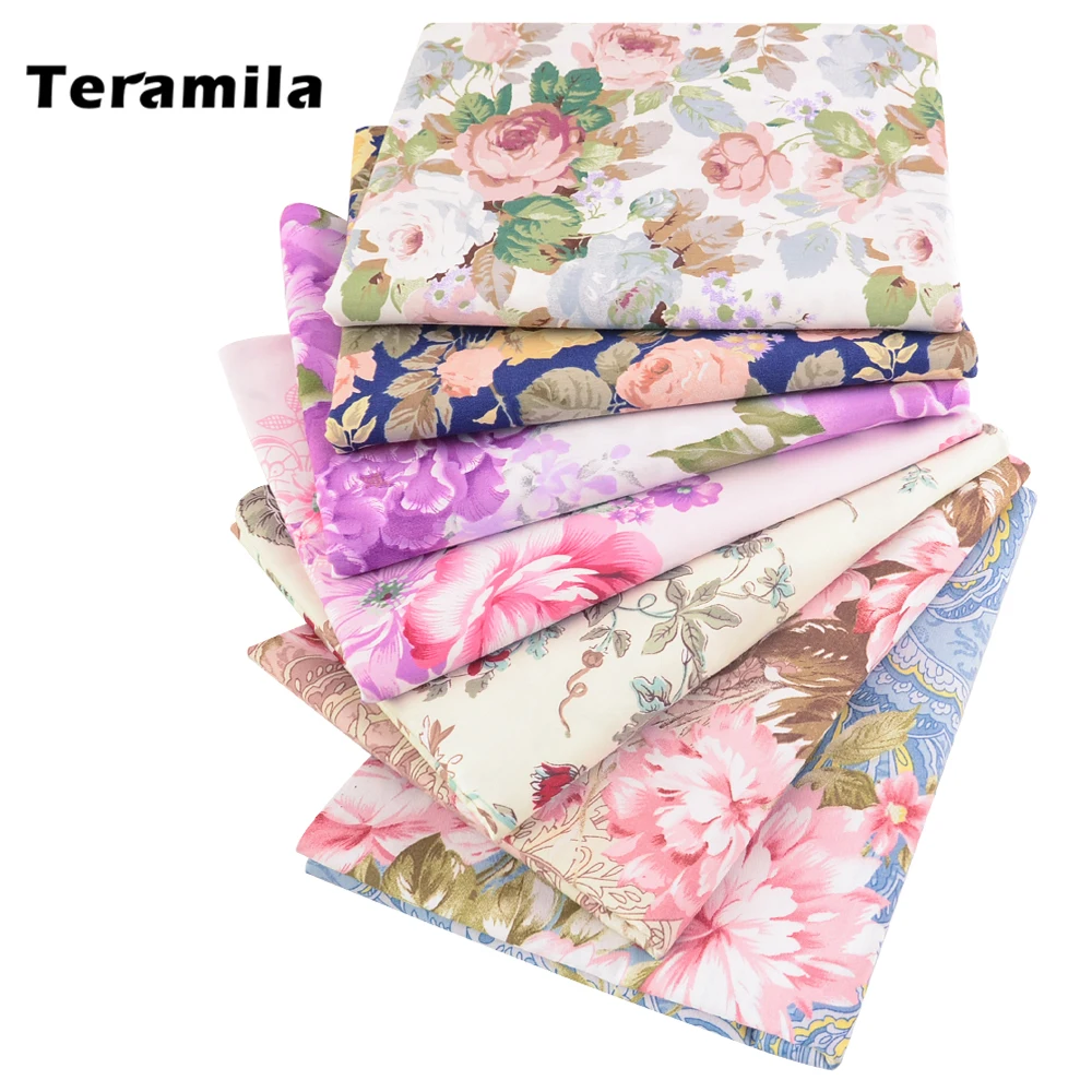 Teramila Nueva Tela Impresa Blooming Rose Flower Designs Suave Tejido de Sarga 100% Sábana Tela de Algodón Quilting Patchwork