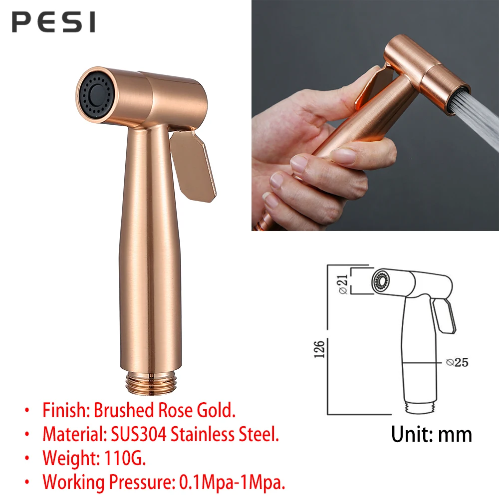 Handheld Bidet Spray Shower Set Toilet Sprayer Douche kit Bidet Faucet,Brushed Rose gold 304 Stainless Steel.