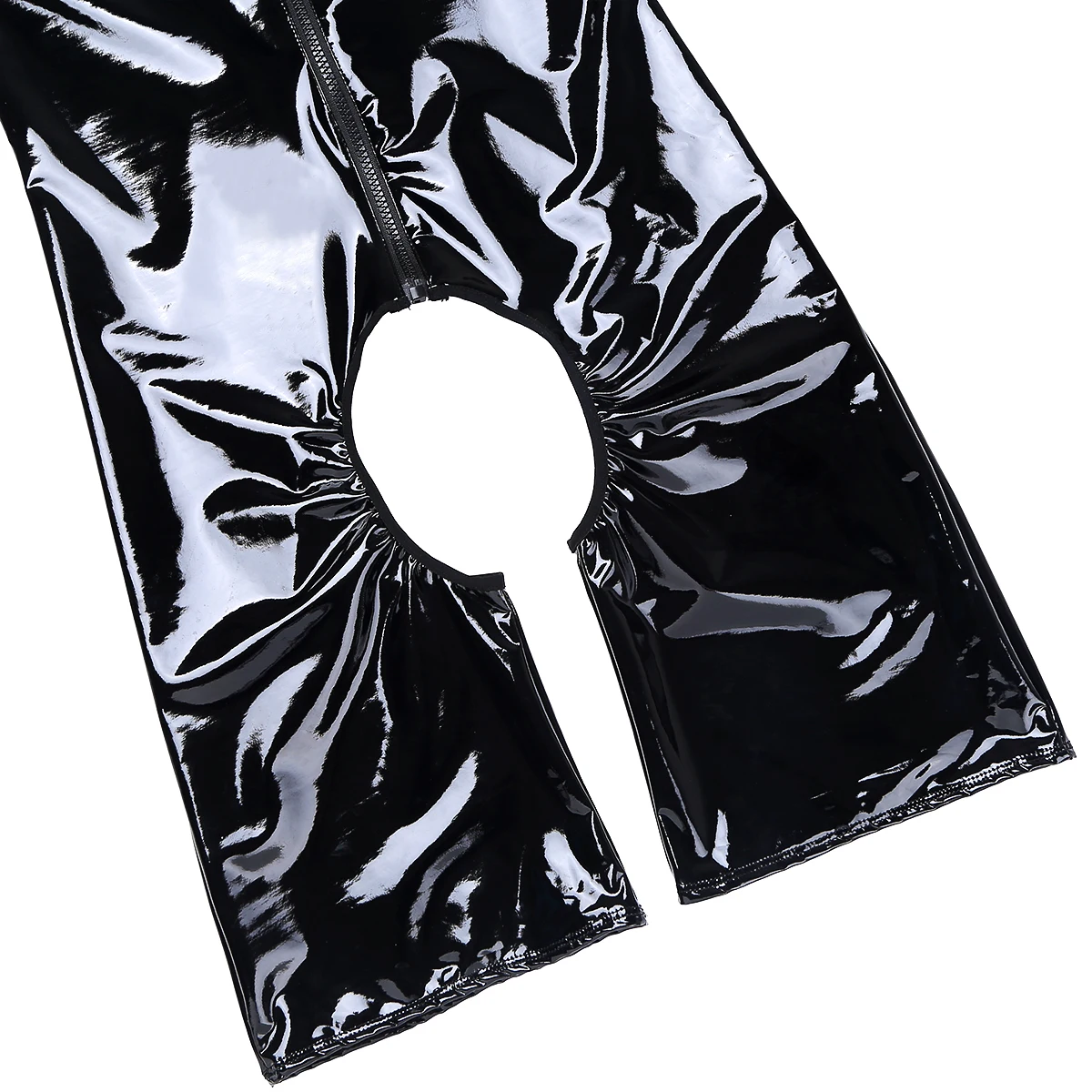 Men Lingerie Wet Look Patent Leather Bodysuits One-piece Sleeveless Crotchless Singlet Boxer Briefs Leotard Erotic Nightwear view 4