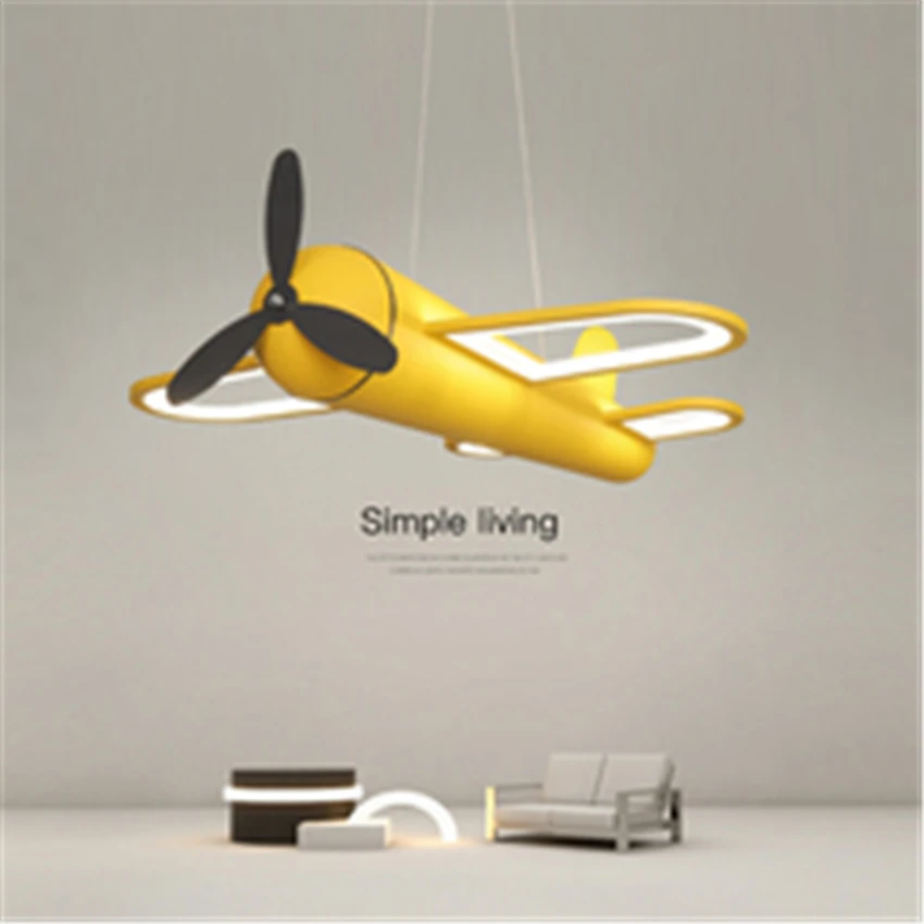 Cartoon color aircraft LED pendant lights children's room boy study Nordic Plane modern bedroom room hanging lamps lighting