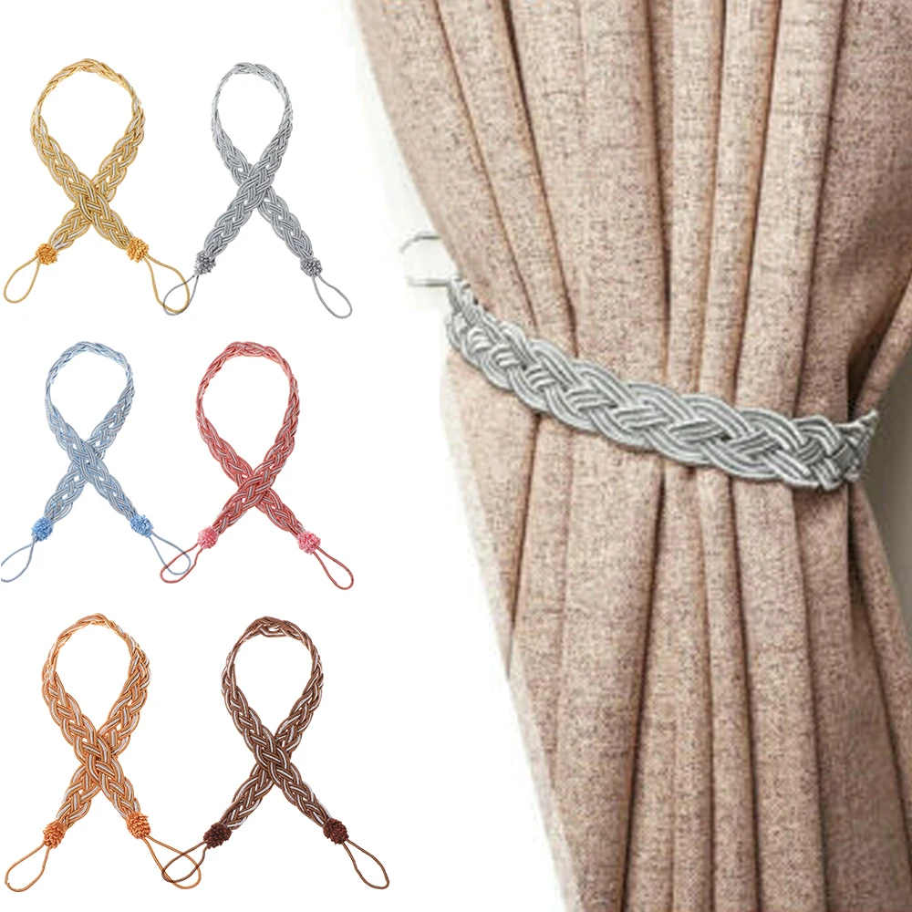 2 PCS New Hot Durable Braided Satin Rope Simple Curtain Tie Backs Tiebacks Hold Backs Curtain Voile Strap Home Decorations