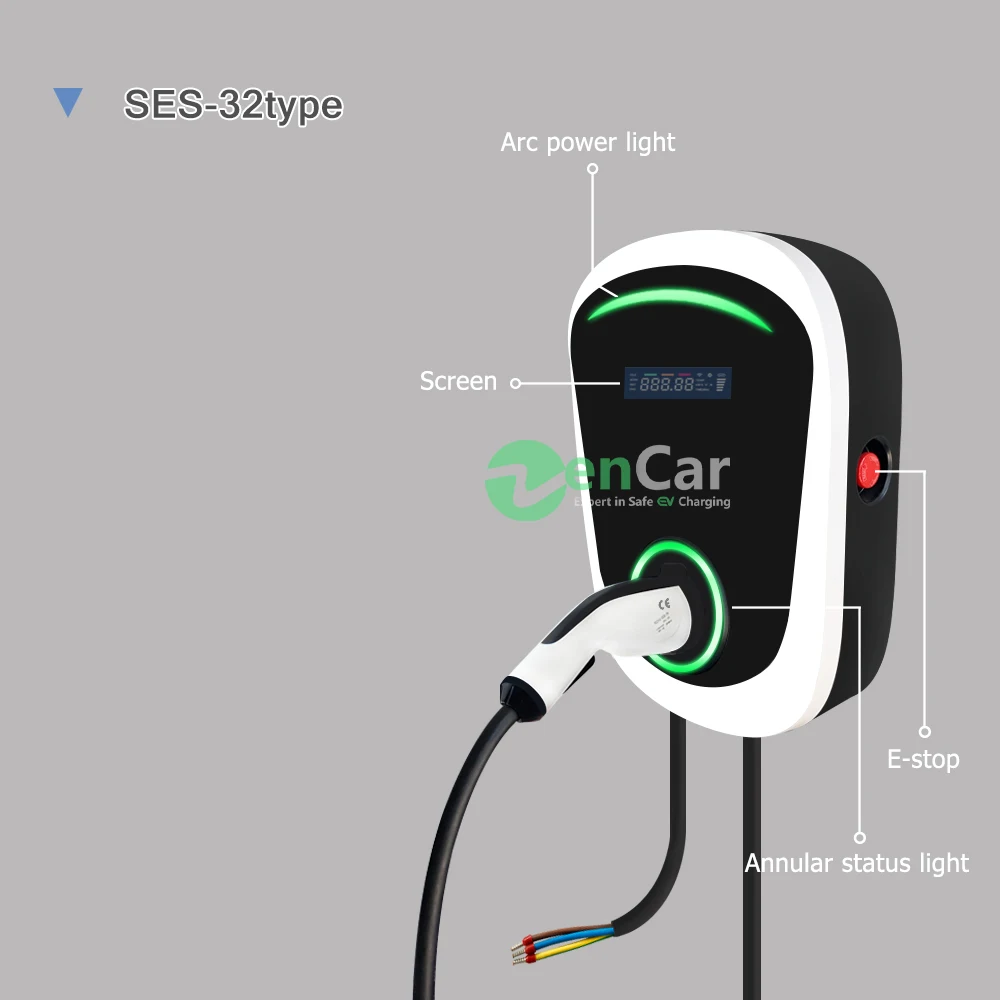 Duosida Wallbox Electric Vehicle Charging Station EV Car Smart Charger J1772 Type 1 Level 2 32A 1 Phase EVSE 220V 7kW 5m Cable