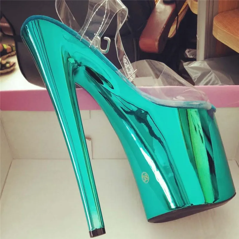 8 inch heels, blue plating waterproof platform, 20 cm stiletto sandals, sexy model pole dancing, dancing shoes