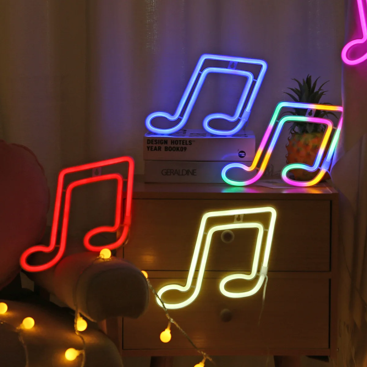 LED Neon Light Night Lamp Music Note Concert Wall Lamp For Bedroom Battery USB Power Nightlight For Party Aesthetic Home Decor