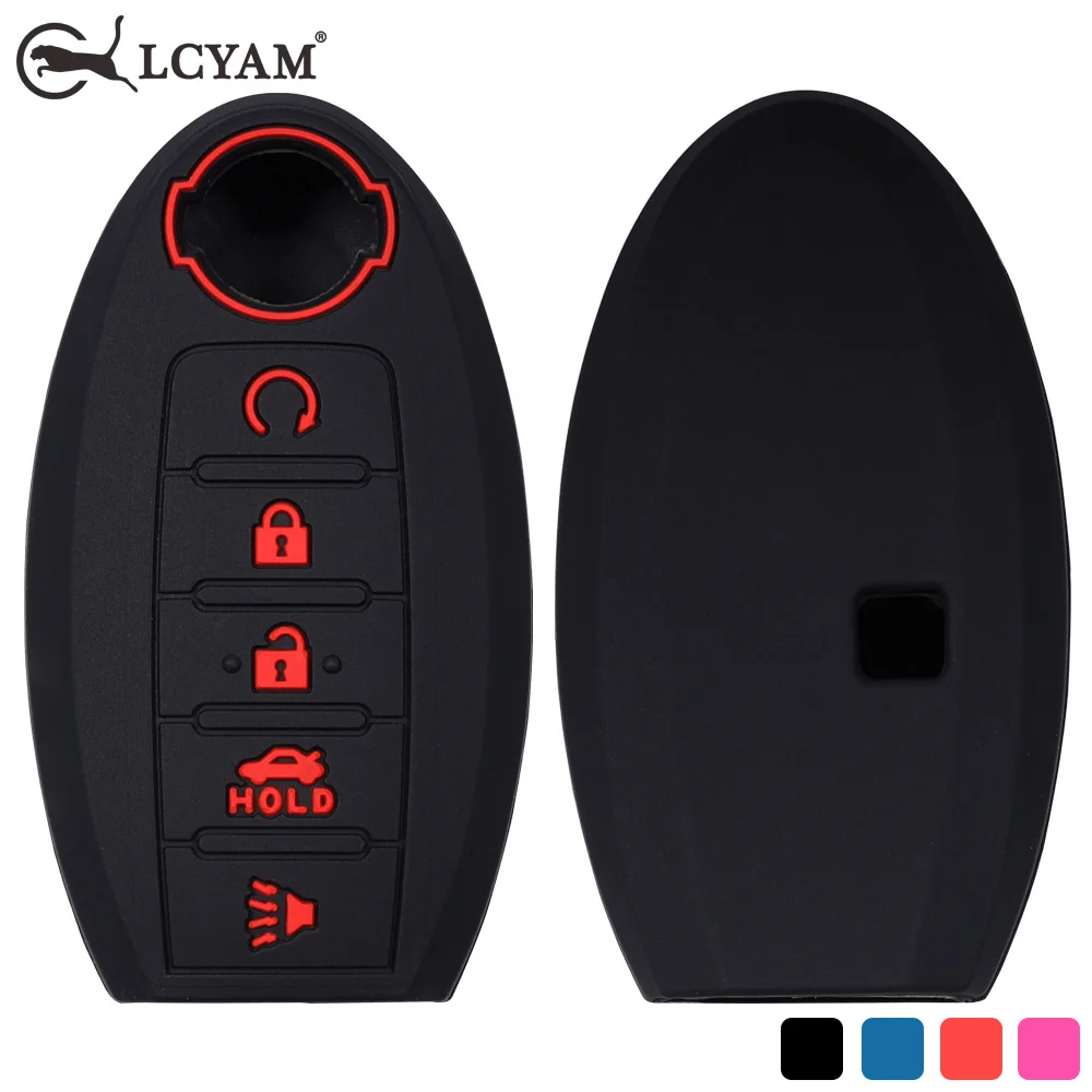 Key Fob Case Silicone Remote Cover 5keys Fit for Nissan 2019 Altima SL FWD Maxima Kicks SR Murano Pathfinder ARMADA Patrol