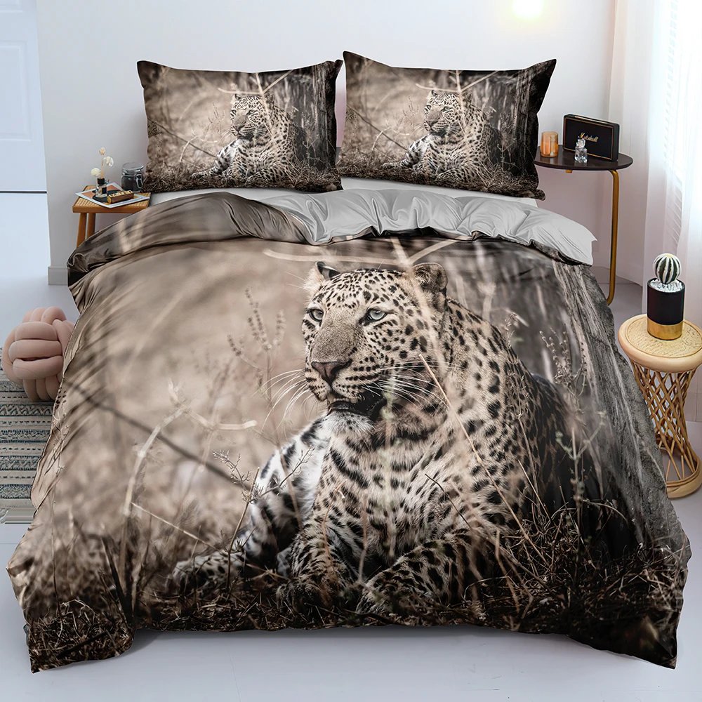 3D Duvet Cover Sets Bedding Sets Comforter Cases and Pillow Covers Super King Queen Full Size Design Animal Leopard Bed Linen