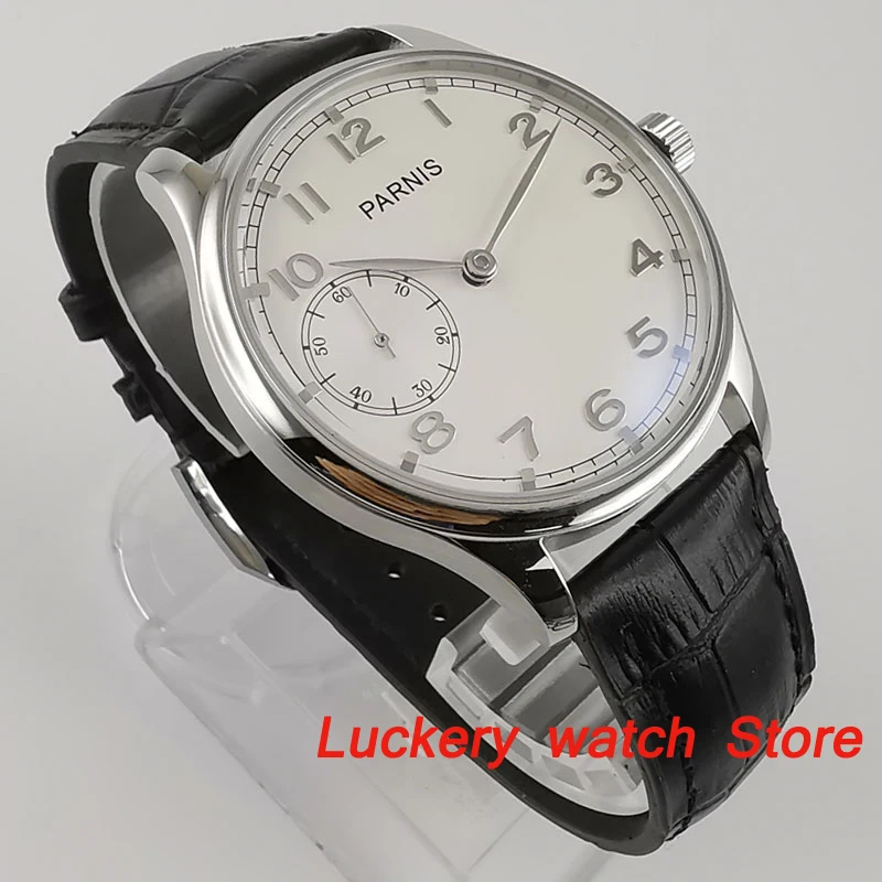 Parnis 44mm Manual mechanical watch 17 jewels 6497 hand winding movement