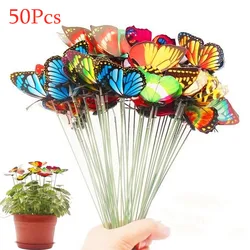 50Pcs Bunch Butterflies Garden Yard Planter Colorful Whimsical Butterfly Stakes Decoracion Outdoor Decor Flower Pots Decoration