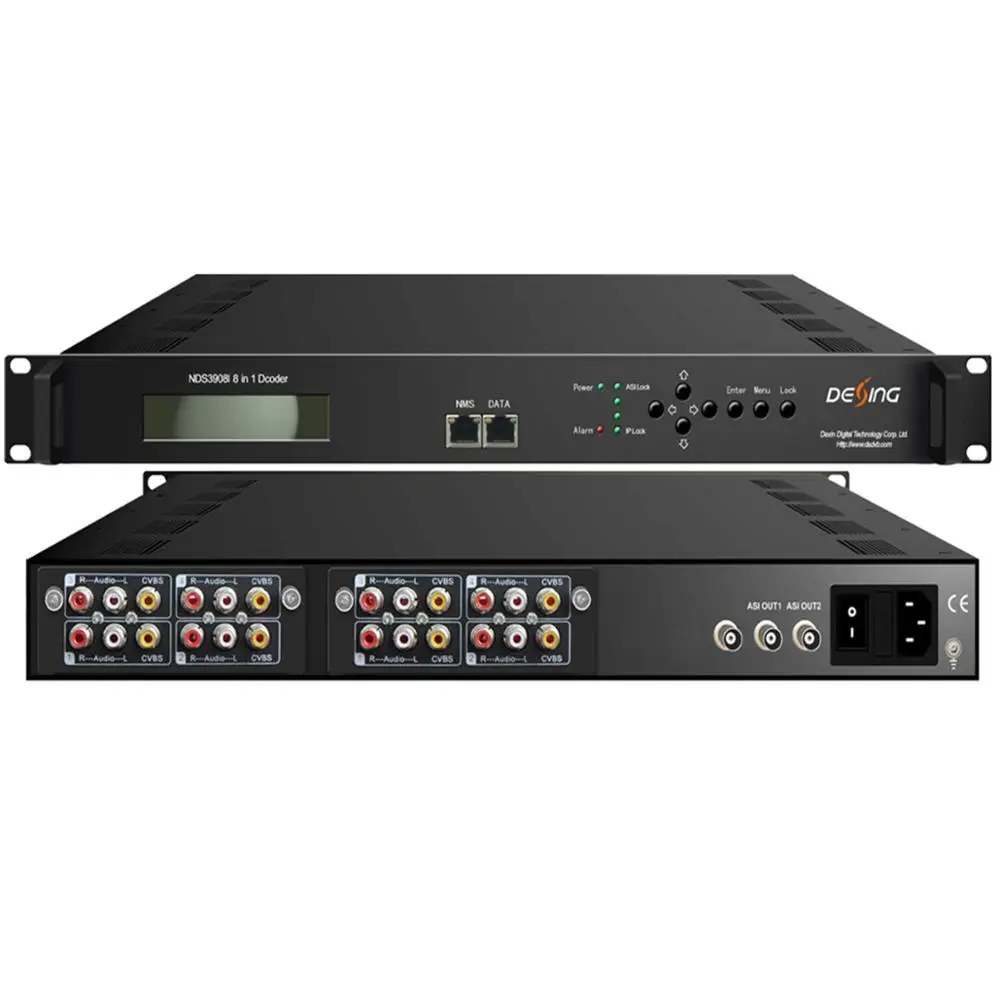 8 IP + ASI Inputs to 8 CVBS Outputs IP/ASI Decoder IP/ASI (UDP/RTP) to AV Cost Effective Decoder.8-in-1 Digital Decoder