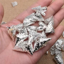 50pcs 15x15mm Silver color Flower Petal End Spacer Beads Caps  Jewelry Findings Bead Cups For Jewelry Making DIY
