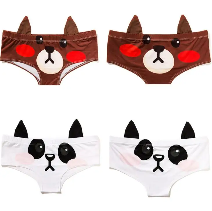 womens panties with a dog Cute Animals Pattern Panties 3D Printing Pig Cat Cute Briefs Bull Dog Cheetah with Ears Lift Up Waist