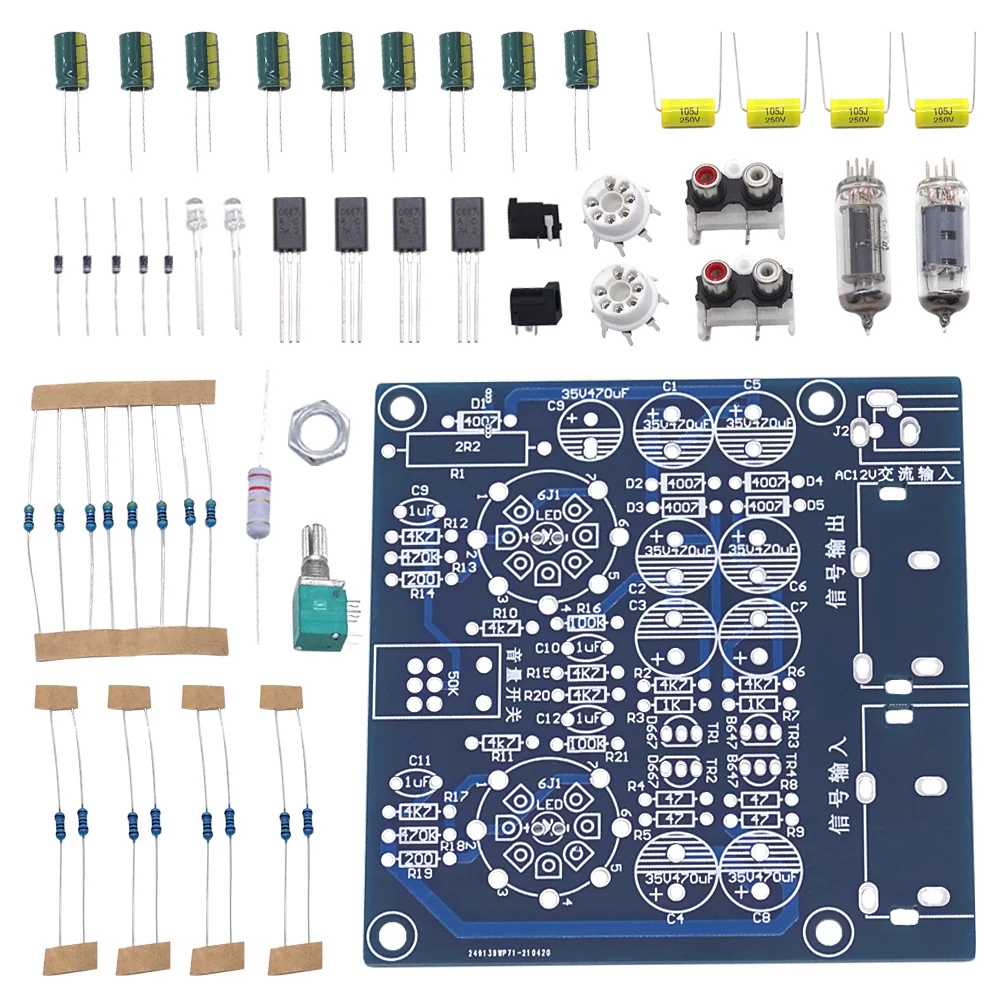 6J1/6J2/6K4 DIY Tube Amplifier Audio Board Tube Fever Pre Amplifier Headphone Buffer DIY Kit Stereo Potentiometer AC 12V Valve