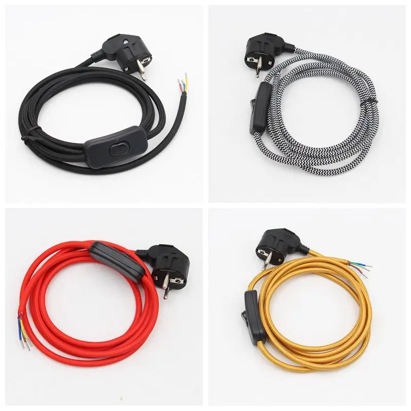 250V AC Electric Power Cords with EU Plug Schuko Type F Power Cable Cord with on off Switch