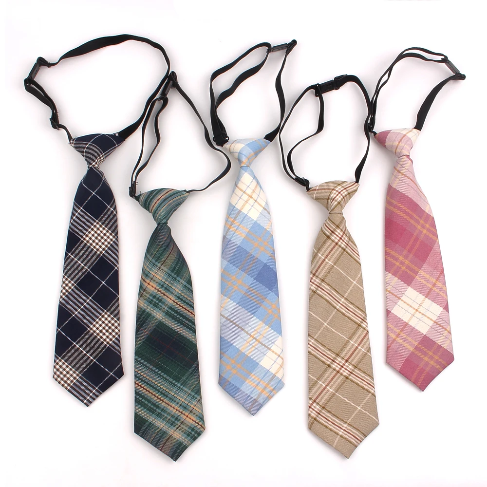 Skinny Ties For Boys Girls Fashion Suits Plaid Neck Tie Children Rubber Tie Simple Check Student Necktie For Party Tie Gravata