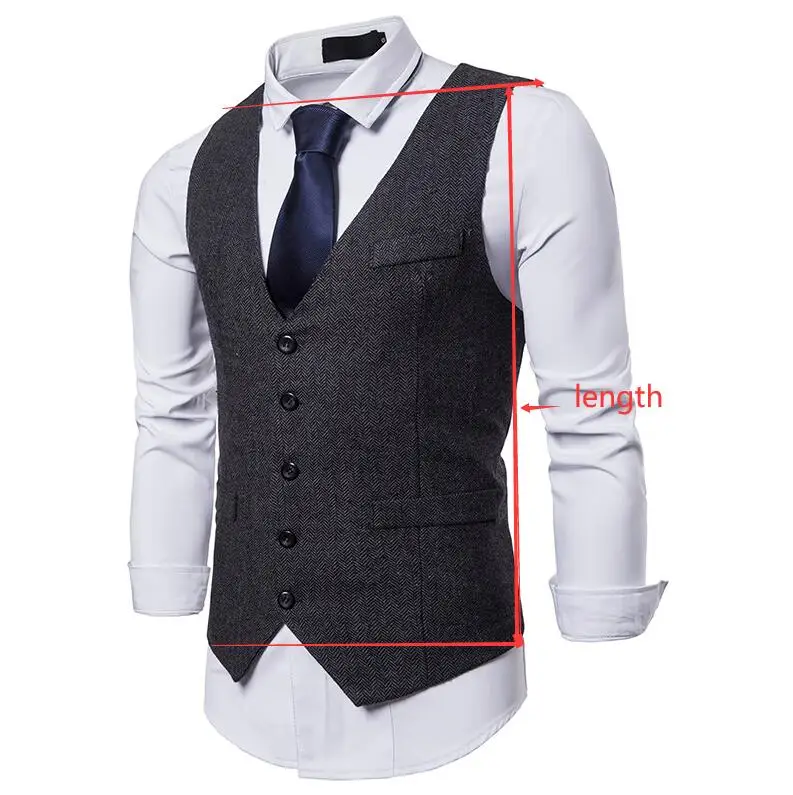 Fashion Suit Vest Men Formal Dress Vest Colete Masculino Herringbone Gilet Fitness Sleeveless Jacket Wedding Waistcoat Men XXL