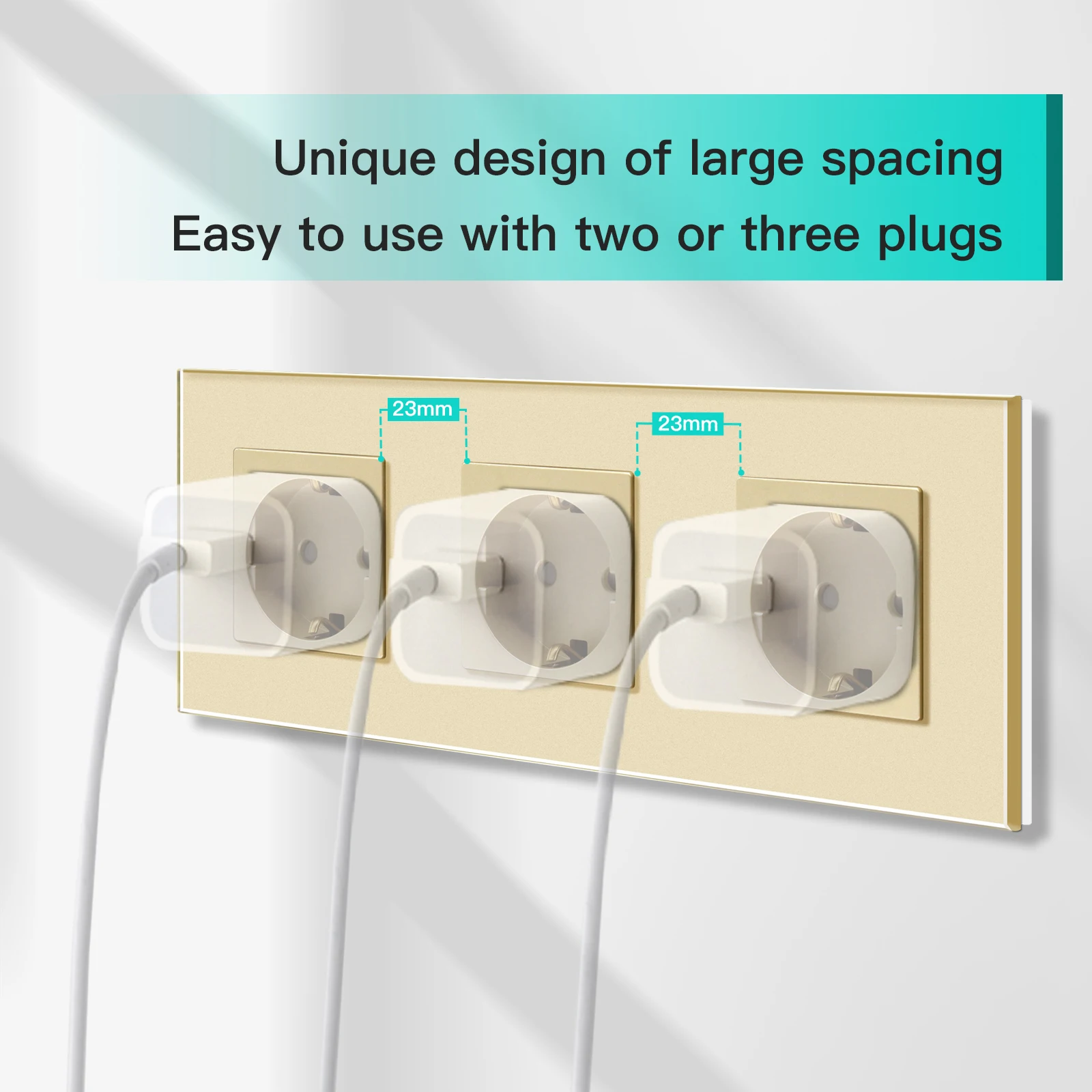 BSEED EU Standard Power Wall Sockets Triple Sockets Crystal Glass Electrical USB EU Sockets Phone Charge Type-c Power Sockets