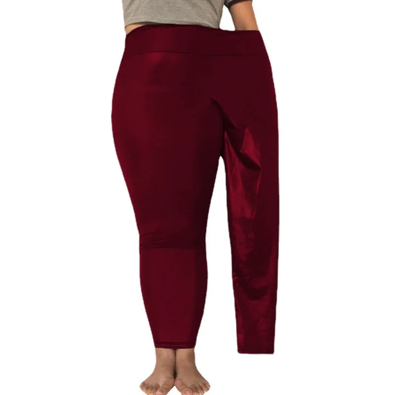 4XL 5XL 2021 Neue Design Große Leggings Hohe Taille Einzigen Schicht Imitation Leder Hosen Frauen Mehrfarbige Elastische Legging Rot Blau