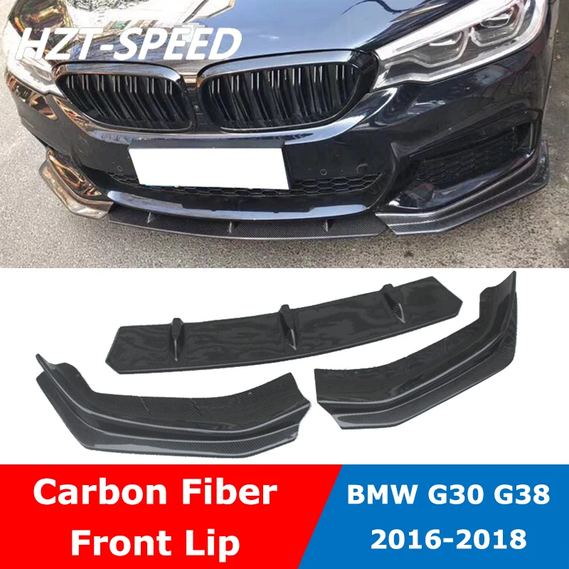 G30 FD Style 3 PCS Carbon Fiber Car Body Kit Front Bumper Lip Rim Spoiler For BMW 5 Series G38 Modify MT 2016-2018