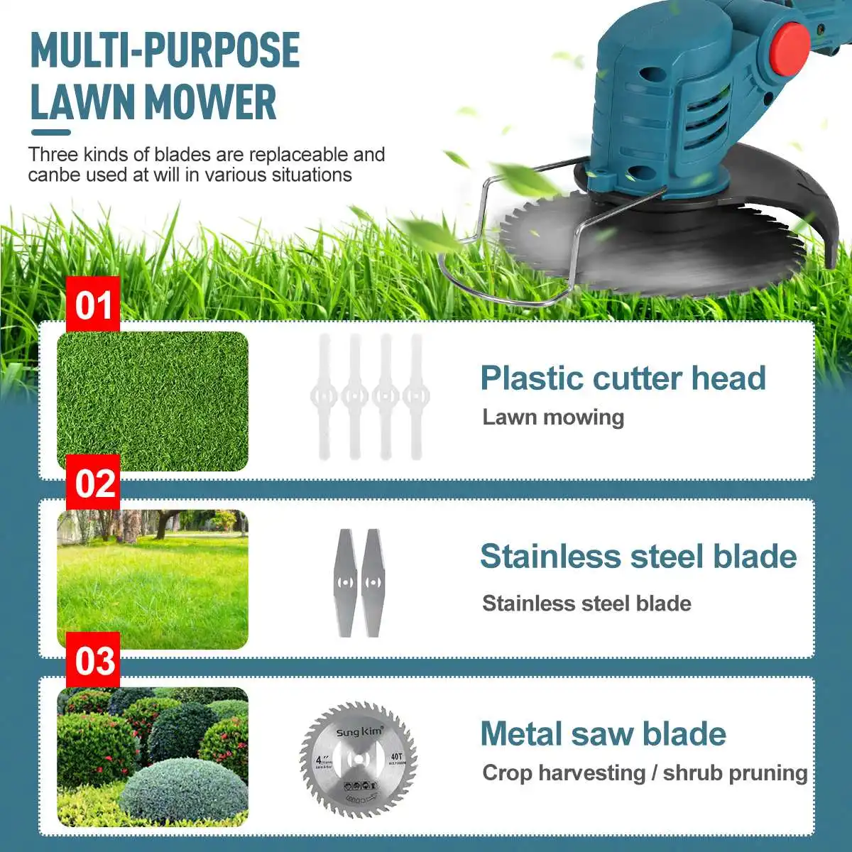 35000Rpm 1800W ไร้สาย Trimmer 2แบตเตอรี่ Super Power Auto-Release ไฟฟ้าเครื่องตัดหญ้าสวนตัดแต่งกิ่งเครื่องมือ Weeders