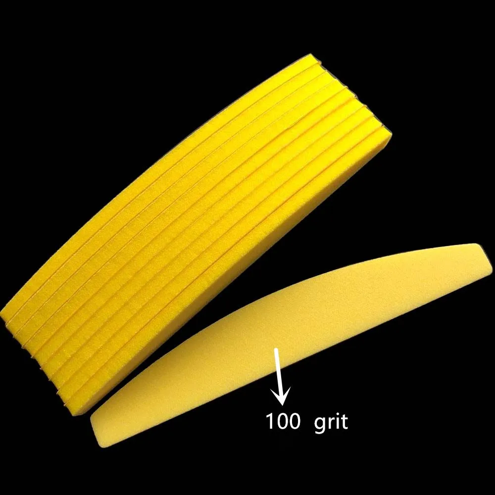 1 قطعة قاعدة معدنية مع 200 قطعة من وسادات استبدال الألوان المختلطة، مبرد إسفنجي للأظافر على شكل نصف قمر، مبرد أظافر قابل للإزالة #4