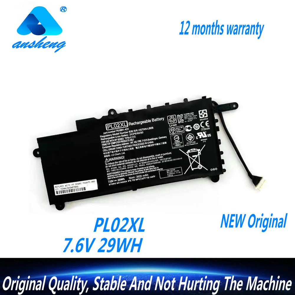 

NEW PL02XL Laptop Battery For HP Pavilion 11 X360 11-n010dx 11-n000snx 11-N014TU 11-N030TU 751681-421 HSTNN-LB6B HSTNN-DB6B