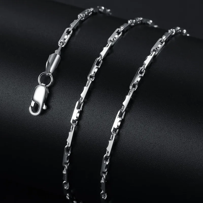 Men's Silver 925 Chain On The Neck Of Punk Jewelry Necklace 2021 Long 45 50 CM 1.8 MM Thick Platinum Color Gift For Boyfriend