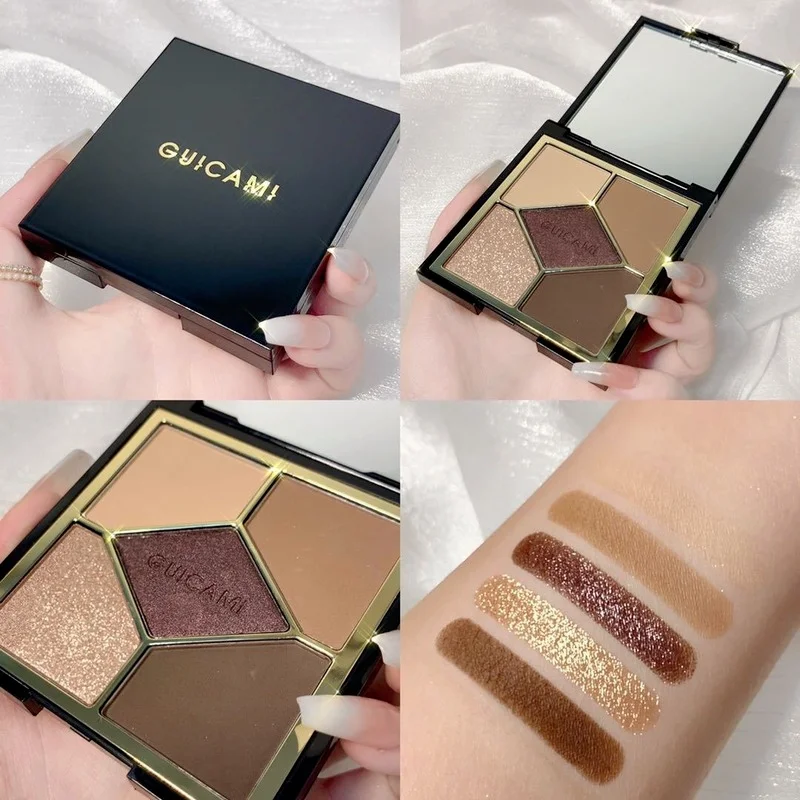 Five-color Pearlescent Eyeshadow Palette Five-color Eyeshadow Eye Makeup Palette Cosmetics Earth Color INS Popular Eyeshadow