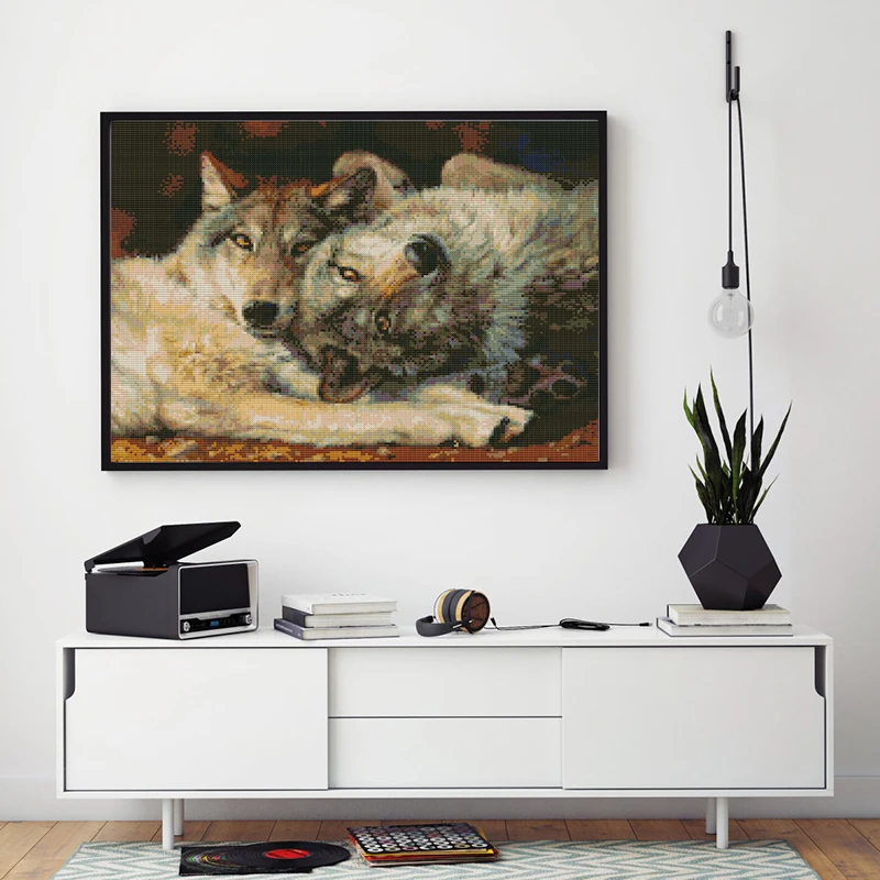 Wolf 4 Paintings Counted Print On Canvas DMC 14CT 11CT Cross Stitch kits DIY Hand Made Crafts Home Decor Embroidery Needlework