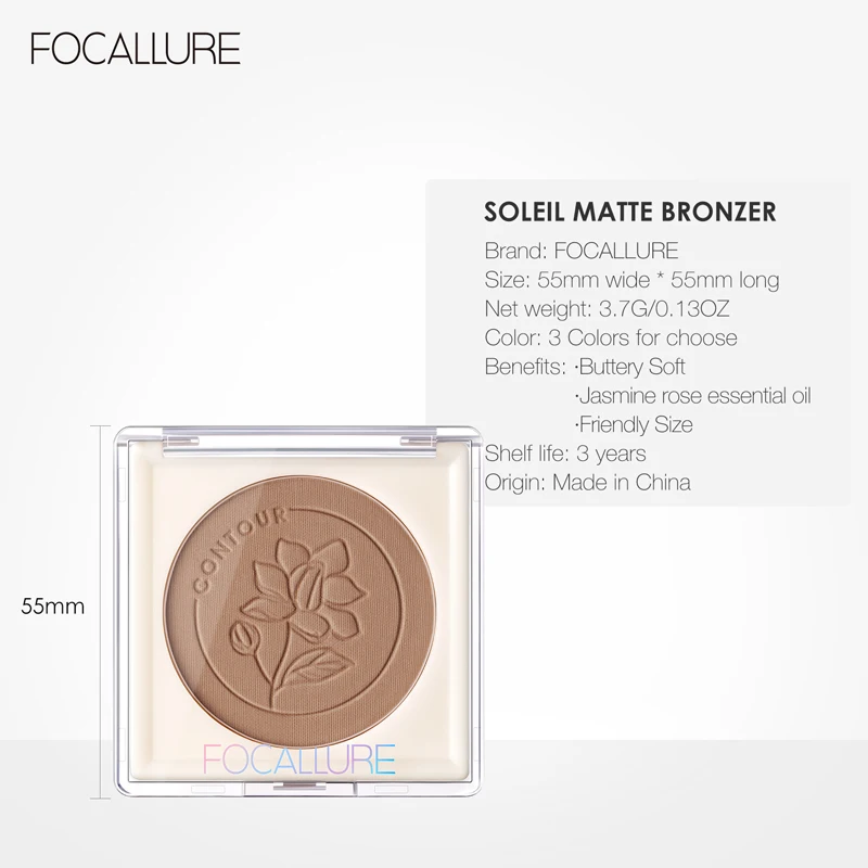 FOCALLURE 3 Colors Matte Face Bronzer Highlighters Contouring Palette Oil-control Brighten Pressed Powder Base Makeup Cosmetics