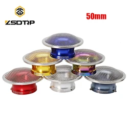 ZSDTRP 50mm Motorcycle Air Filter Wind Horn Cup Alloy Trumpet with Guaze for PWK21/24/26/28/30mm PE28/30mm Carburetor