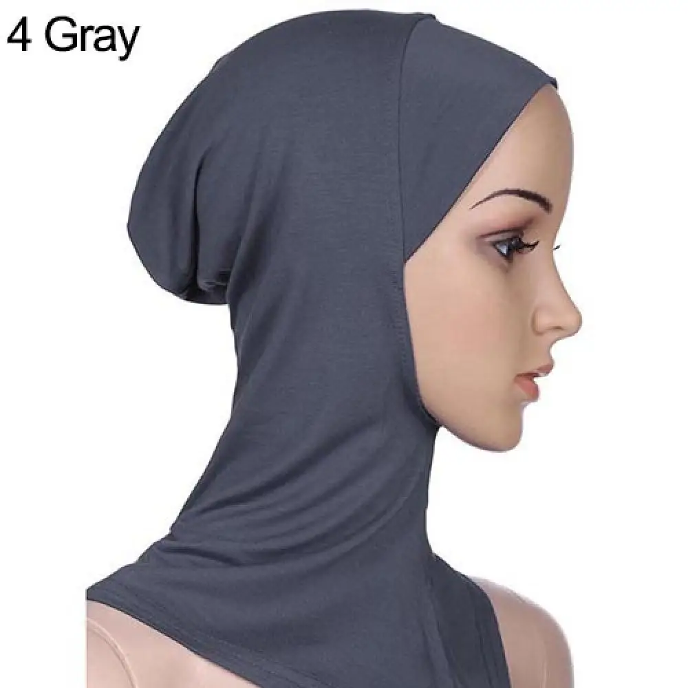 Women Soft Solid Color Full Cover Scarf Cap Underscarf Neck Head Bonnet Hat Accessories