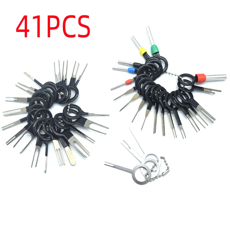 41PCS 18Pcs 11Pcs Car Plug Terminal Remove Tool Set Key Pin Automotive Electrical Wire Crimp Connector Extractor Kit Accessories