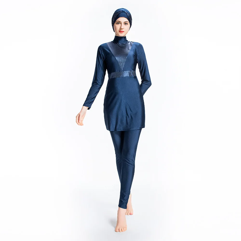 TaoBo 2024 Sequins Arabian Women Islamic Muslimah Swimsuit Clothing Swimsuit Ladies Hijab Long Sleeve Burkinis Muslim Swimwear