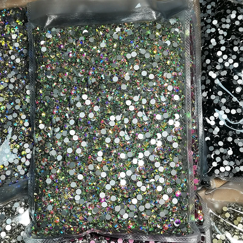 Wholesale 14400pcs Bulk Flatback Nail Crystals Rhinestones for Nails 3D Nail Art Decorations SS4-SS20 DIY Glass Gems Stones AB