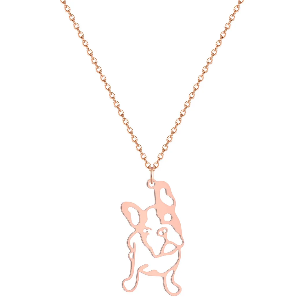 Cxwind Stainless Steel Frenchie Necklaces For Women Man Cute French Bulldog Dog Pendant Necklace Engagement Chain Jewelry
