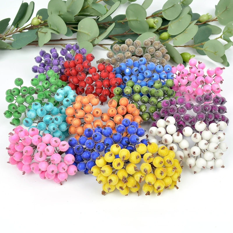 40 قطعة/الحزمة ديكور صغير عيد الميلاد متجمد التوت الاصطناعي النباتات الاصطناعية الفاكهة رغوة التوت صندوق الحلوى سكرابوكينغ