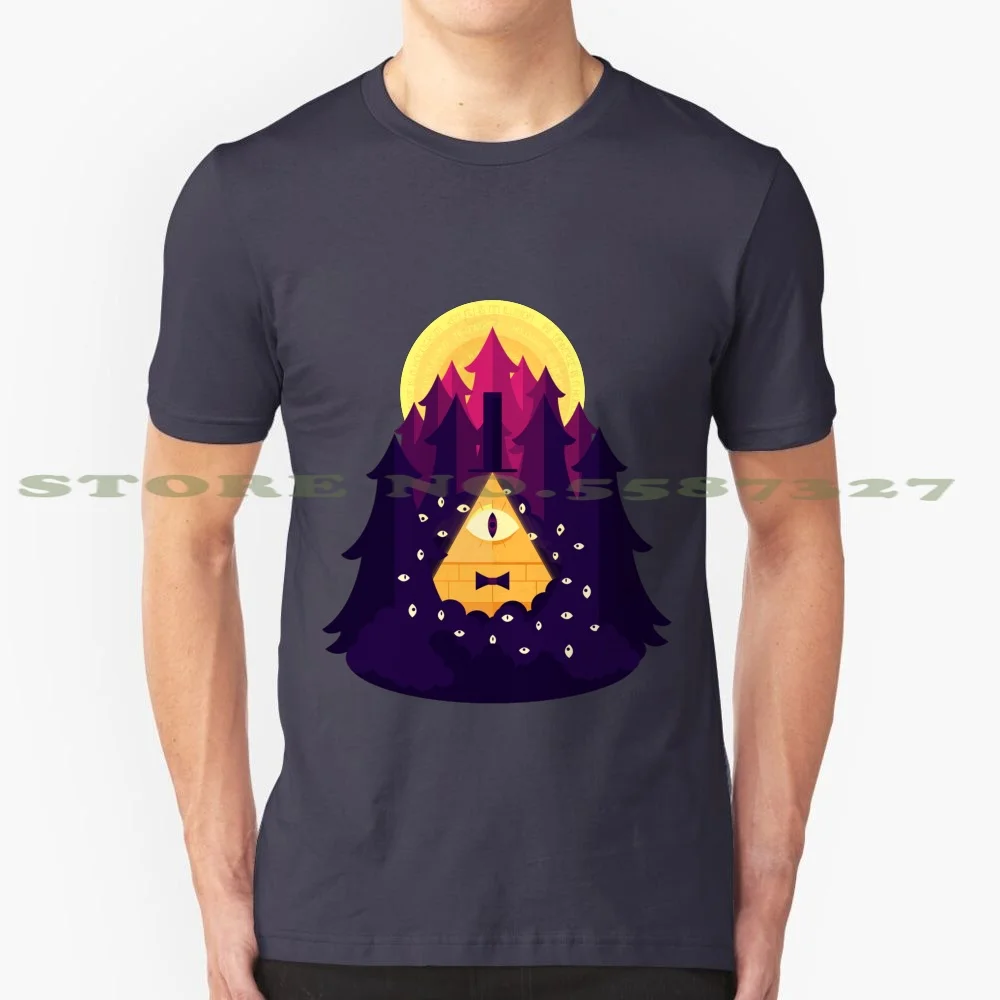 Bill 100% Cotton T-Shirt Bill Cipher Forest Eye Spooky Pyramid Cyclops Dark Mystery Cartoon