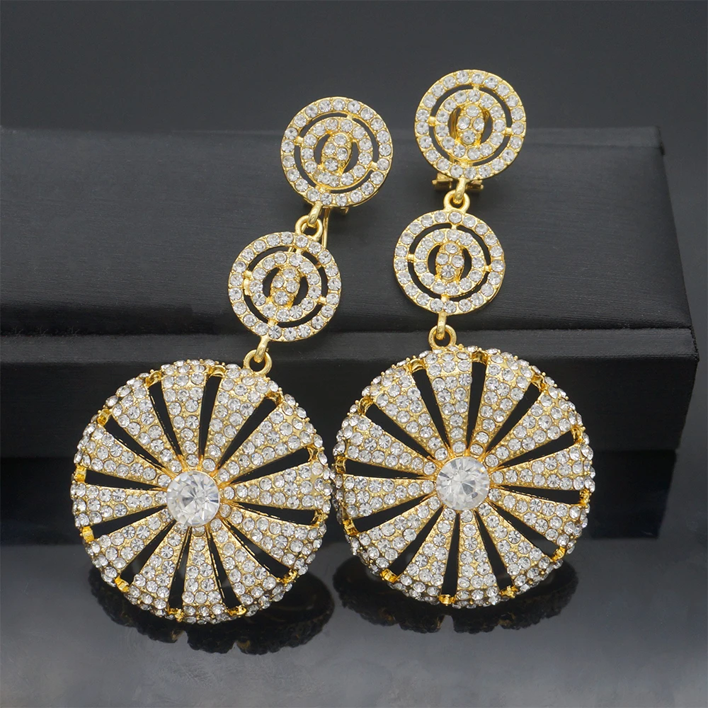 

Drop Dangle Earrings Jewelry Earrings Gift Gold Color Rhinestone Big Earrings Crystal Earrings For Women Wedding Wholesale Price