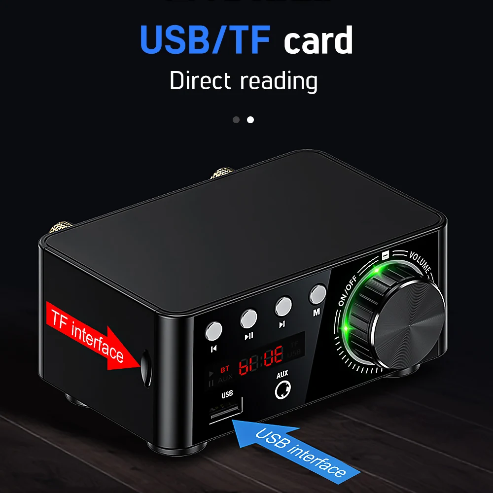 AIYIMA TPA3116 بلوتوث 5.0 HiFi مكبر صوت 50Wx2 ستيريو فئة رقمية D السلطة الرئيسية مكبر للصوت دعم AUX TF مشغل MP3