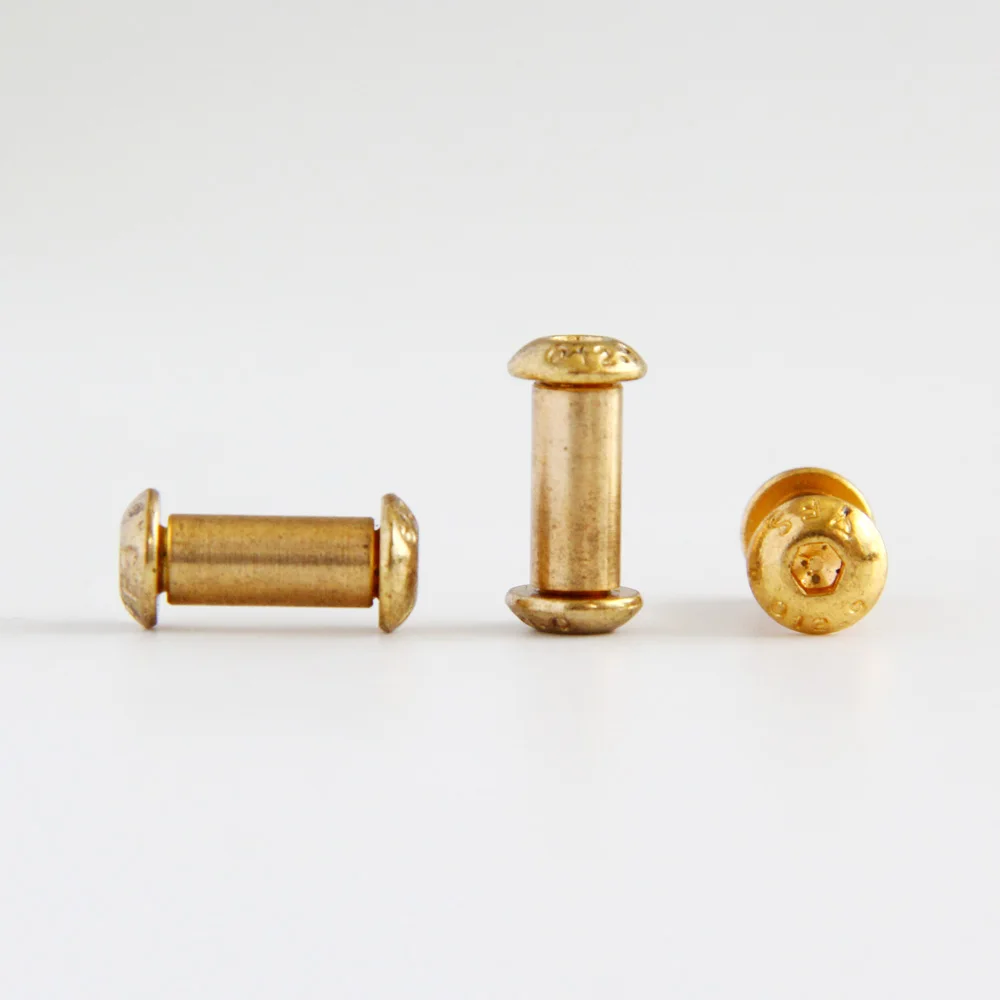 2Pcs ทองเหลือง Fastener DIY มีดจับ Pin สกรู Nut Rivet หกเหลี่ยมซ็อกเก็ตปุ่มหัวหมวกสกรู