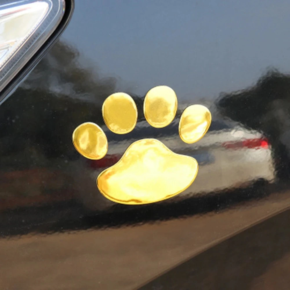 3D Mirror Car Stickers Cat Dog Footprint Puppy Claw Footprint Sticker Windshield Decals Bumper Car Window Door Decals 2Pcs