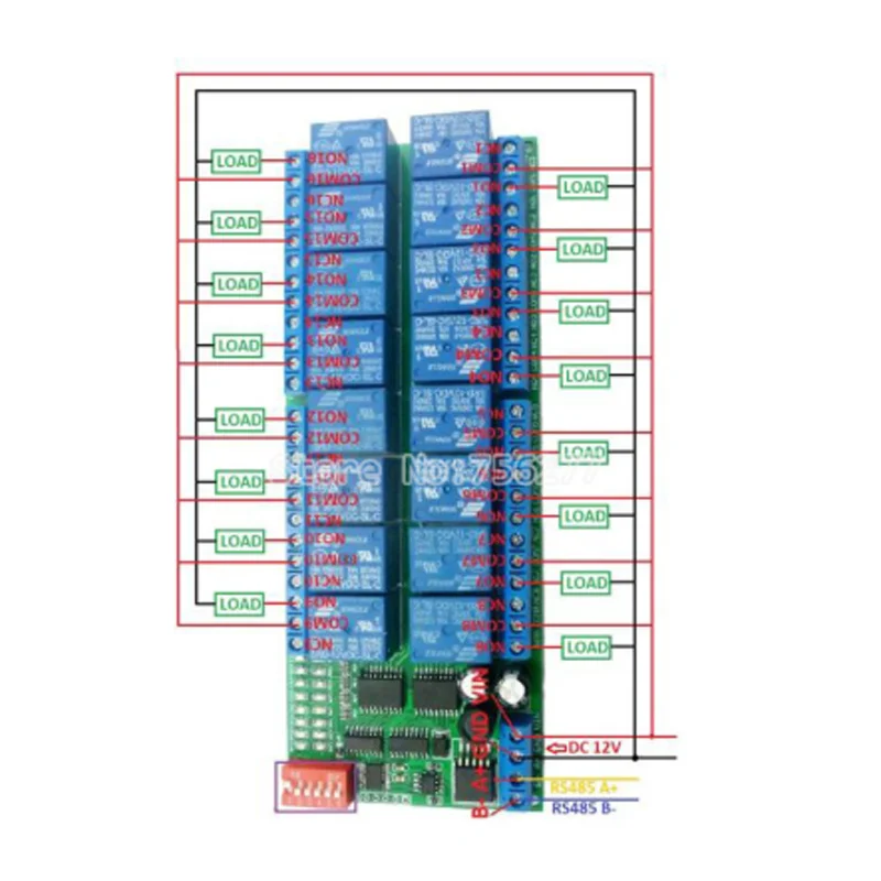 

Релейная плата Modbus RTU 16ch DC 12V RS-485, шина RS485, пульт дистанционного управления для светодиодного двигателя PLC, PTZ-камеры, умного дома