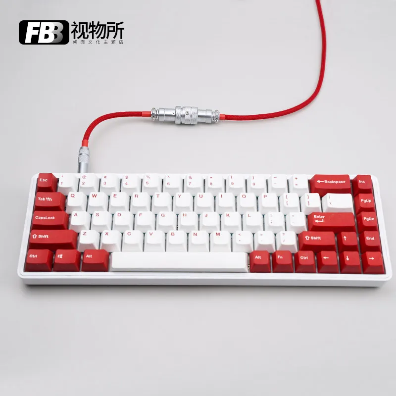 FBB Cables Original Separated Aviation Plug Data Cable Customized Mechanical Keyboard Wire Braided Wire Customized Red + Silver