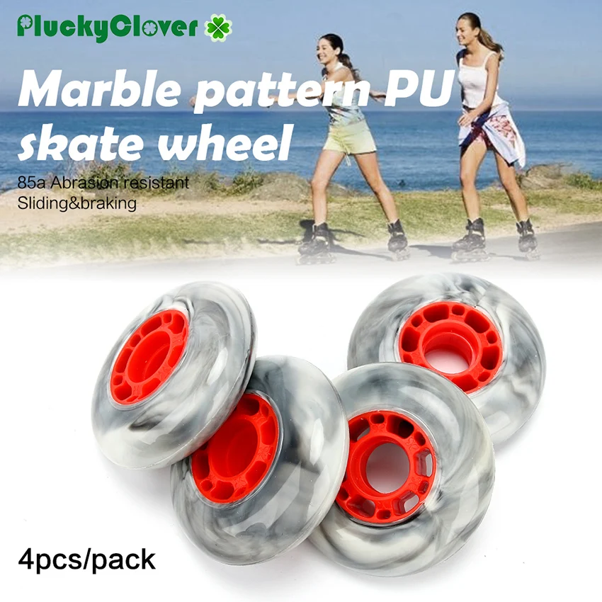 4pcs Inline Roller Skates Wheel 72 76 80mm FSK Braking Slalom Wheel 85a Roller Skate Sliding Marble pattern Carving Skate Wheels