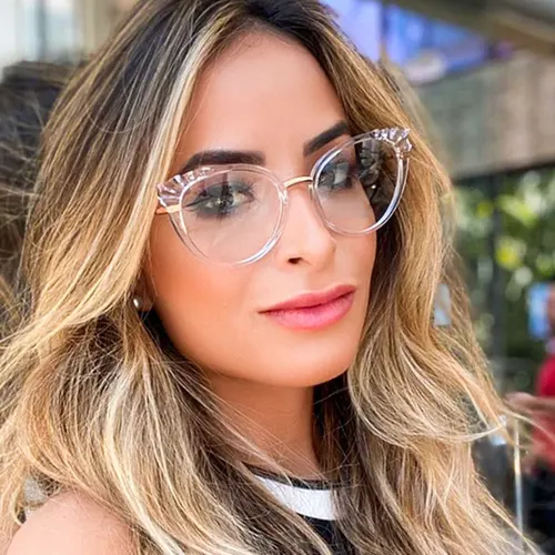 Imagen 1 del producto Mimiyou Anti-Blue Light TR90 montura de gafas de Ojos de gato mujeres óptica Retro gafas montura de gafas para hombre claro UV400 marca diseñador