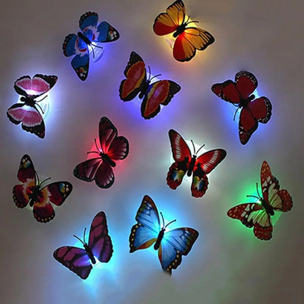 Luminous Butterfly Wall Sticker Wedding Decorative Bedroom Stick-on Night Light Cartoon Lamp Stickers Children Gifts Toys