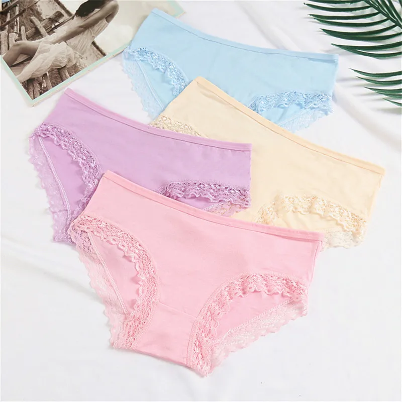 3 Pcs/Lot Girls Lace Underwear Cute Knot Soft Breathable Briefs Young Girl Panties Solid girl Briefs Children Clothes