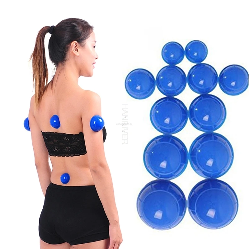 

Vacuum Cans Suction Cups Massage Ventouse Anti Cellulite Cupping Set Bank For Body Physical Therapy Health Care Blue Device 12pc