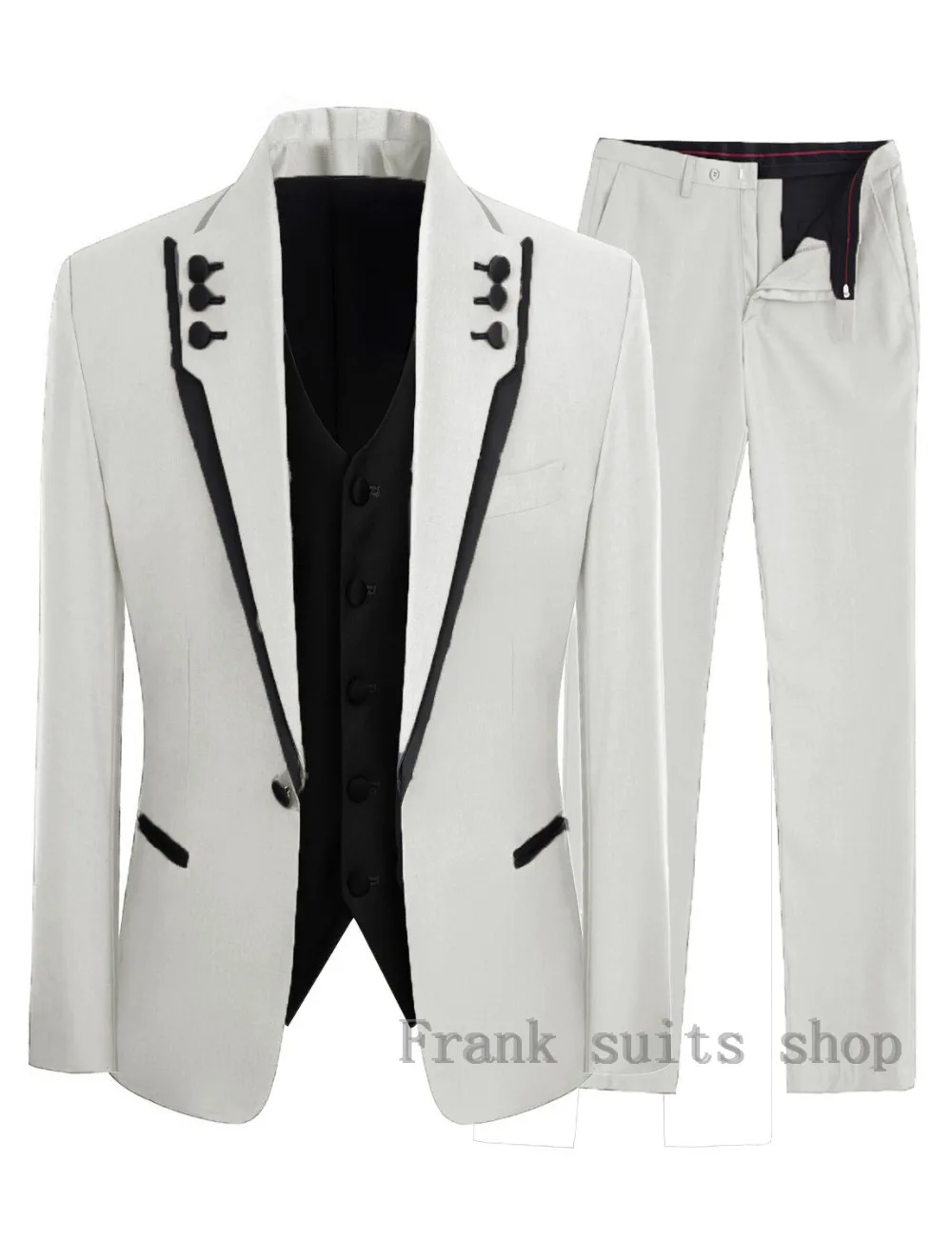 

JELTONEWIN 2021 Costume Homme Business Slim Fit 3 Pieces Set White Men's Suits Groom Prom Tuxedos Groomsmen Blazer For Wedding